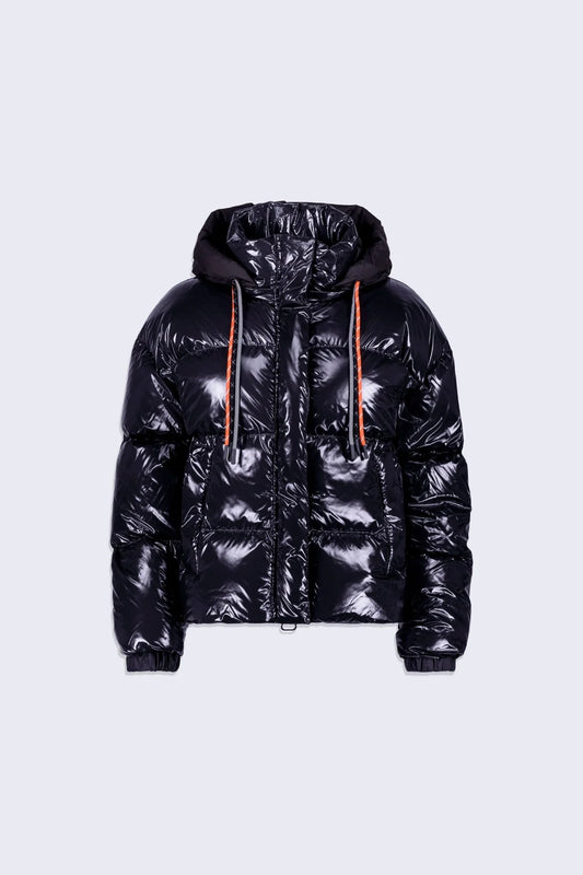 Doudoune courte brillante Bleu Marine