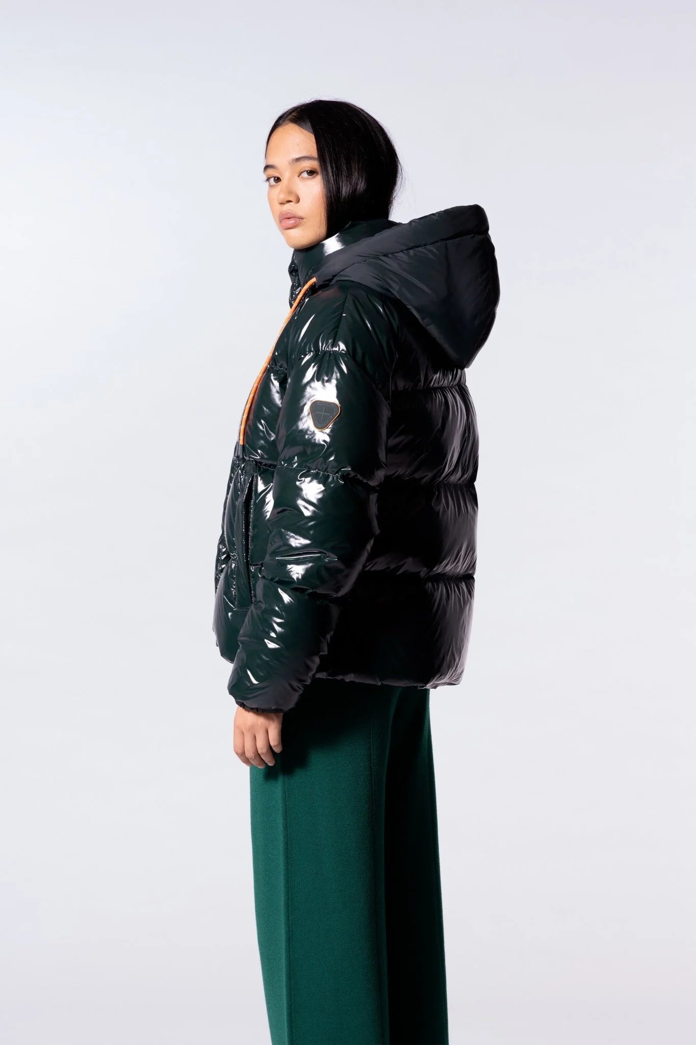 Doudoune courte brillante Noir